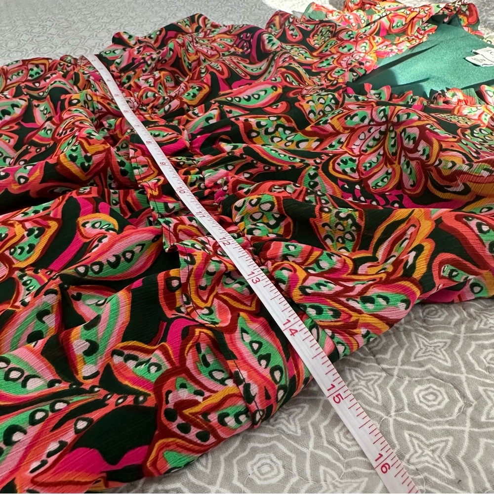 J. CREW Ruffle V-Neck Mini Dress Tropical Floral Print Size 2 - Picture 10 of 14